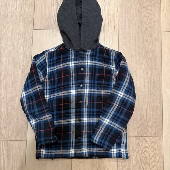 Old Navy Other - Old Navy Kids Plaid Hoodie in Blue and Black Size 6/7